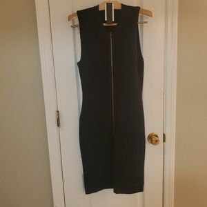 NEW Kenneth Cole Front Zipper Black Sweater Dress